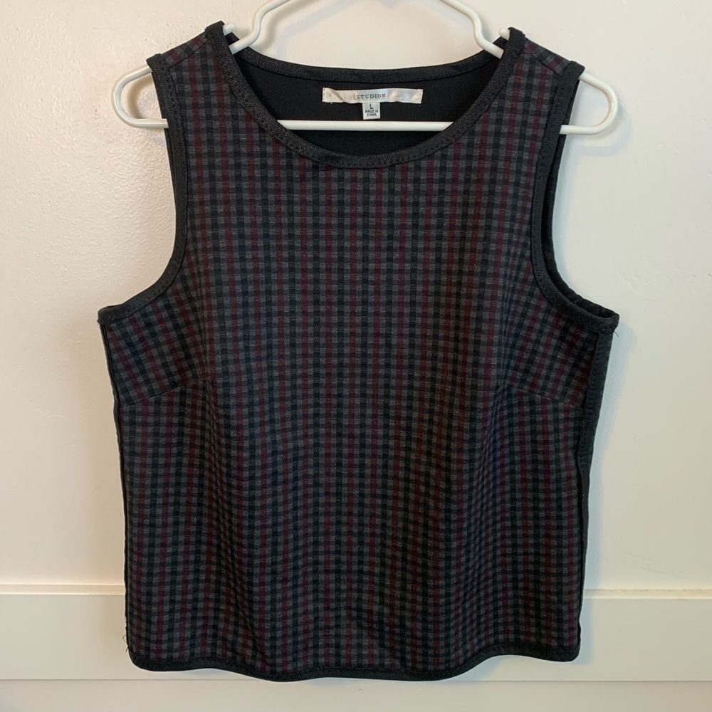 Studio M Plaid Thick Sleeveless Blouse